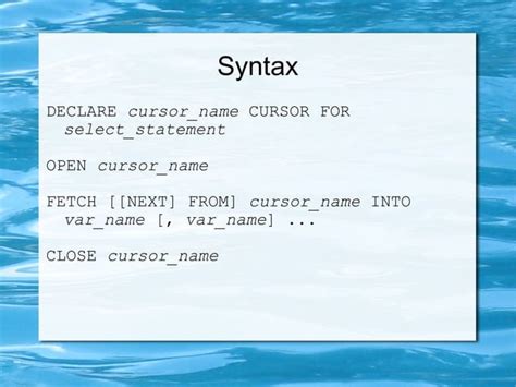 Mysql Cursors Ppt