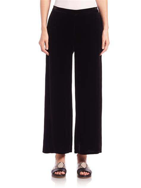 Lyst Eileen Fisher Velvet Wide Leg Pants In Black