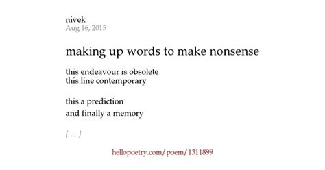 Making Up Words To Make Nonsense By Nivek Hello Poetry