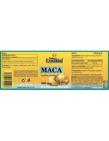 MACA NATURE ESSENTIAL 500 MG 50 CÁPSULAS