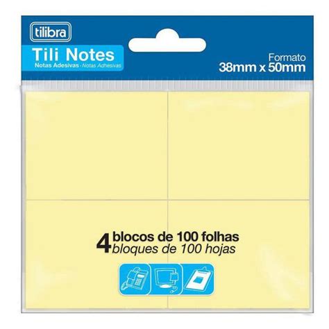 Bloco Adesivo Tili Notes X Mm Folhas Tilibra Bloco De