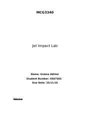 Fluidslab Mcg Jet Impact Lab Name Usama Akhter Student Number