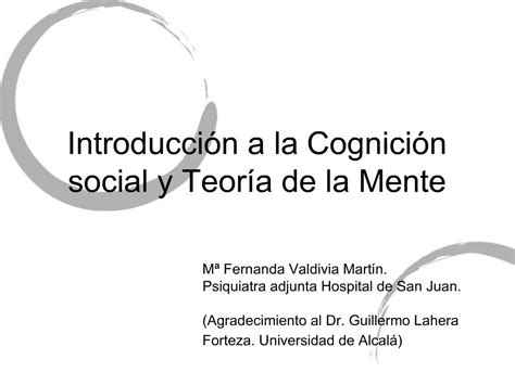 PPT Introducci N A La Cognici N Social Y Teor A De La Mente