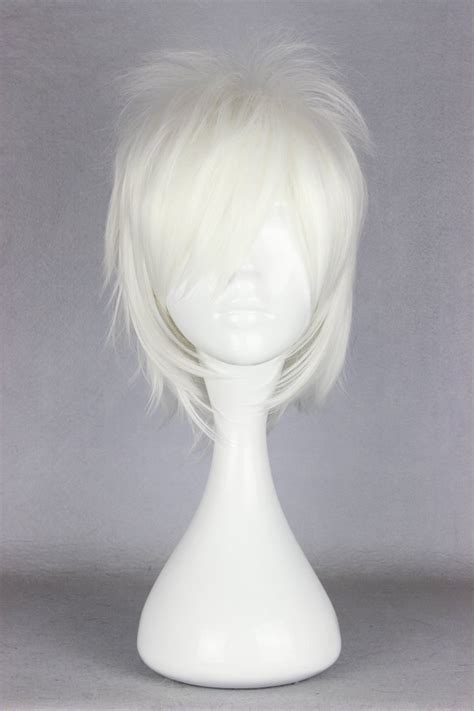 Купить 35 см длинные белые синтетические волосы мода мужской парик ...