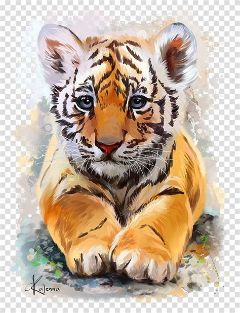 Baby Tigers Watercolor Painting Watercolor Tiger Transparent