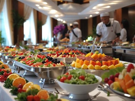 Premium Ai Image Group Catering Buffet Food Indoor In Luxury