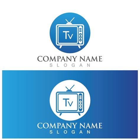 Logo de ícone de tv e ilustração vetorial Vetor Premium