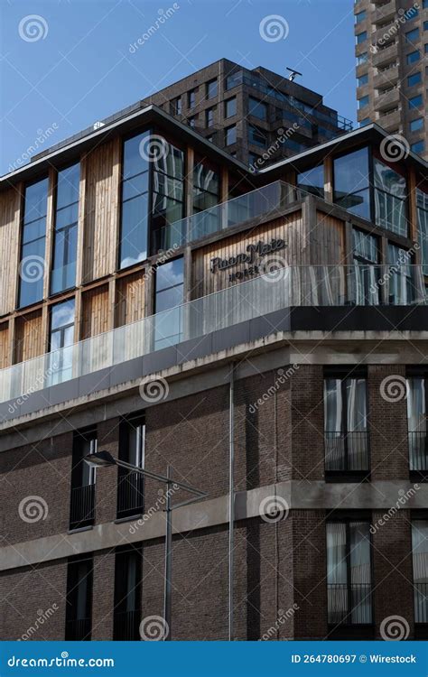 Vertical Of An Exterior Of A Hotel Building In Rotterdam Netherlands