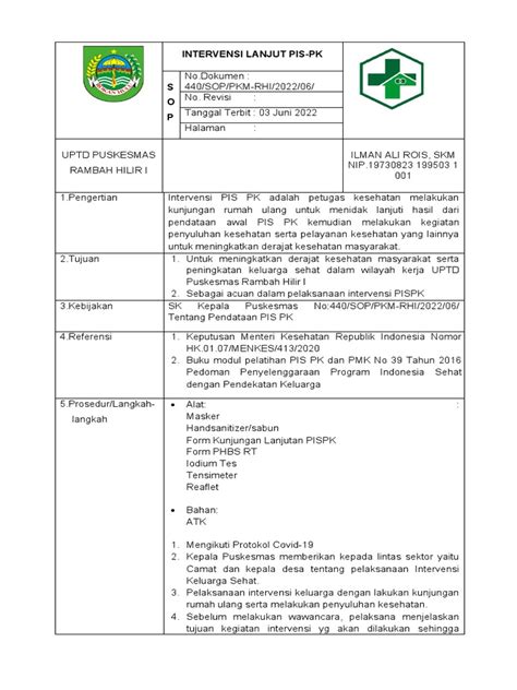 Sop Intervensi Lanjut Pis Pk Pdf