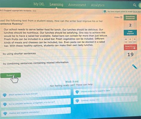 Solved My Ixl Learning Assessment Analytics R S Suggest Appropriate