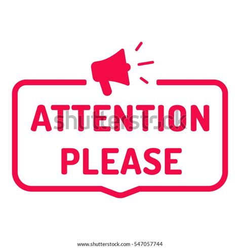 Attention Please Badge Megaphone Icon Flat Stock Vector Royalty Free