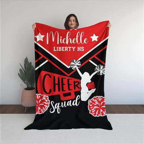 Personalize Cheerleading Blanket Custom Name Color Cheer Pom Pom End