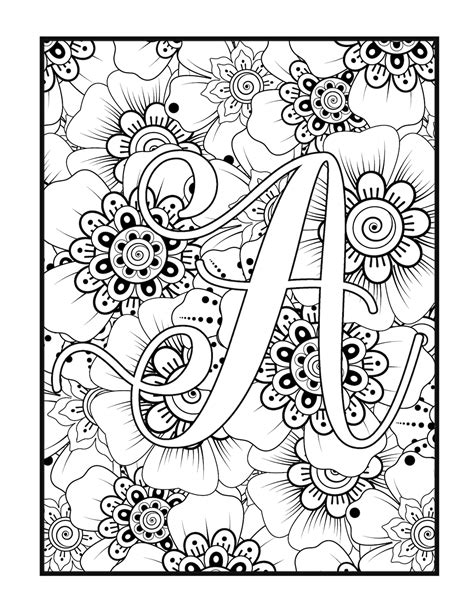 26 Mandala Alphabet Letters Coloring Pages Adult Alphabet Printable