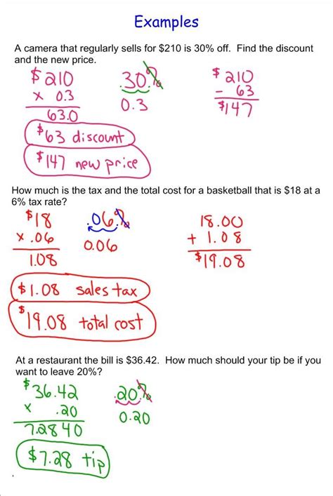 Tax Tip And Discount Worksheets 15 Tax Discount Percent Work