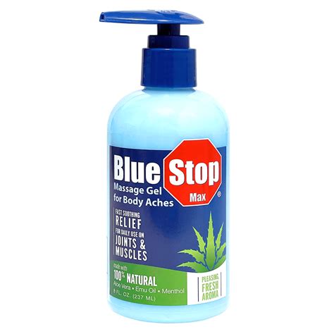 Blue Stop Max® Massage Gel For Muscle And Joint Discomfort 8 Oz Pump