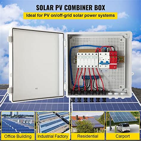 Vevor Pv Combiner Box 6 String Solar Combiner Box With 15a Rated Current Fuse 125a Circuit