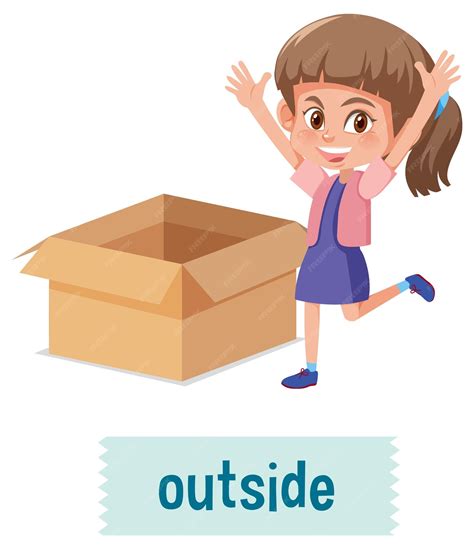 Premium Vector Preposition Of Place With Cartoon Girl And A Box