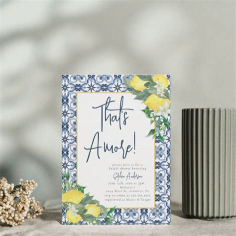 Watercolor That S Amore Lemon Bridal Shower Invitation Zazzle