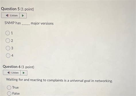 Solved Snmp Has Major Versions 1 2 3 4 Question 6 1 Point