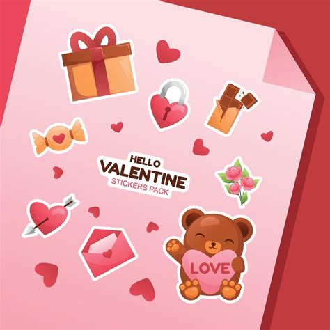 Fun Stickers of Valentine Day 15638721 Vector Art at Vecteezy