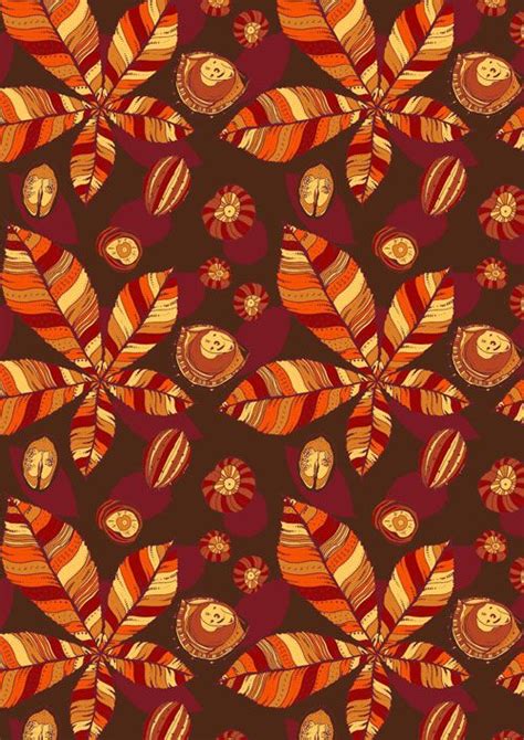 Autumn Pattern Collection Illustrated By Georgina Ridler Conkers