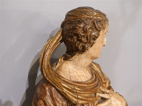 Proantic Buste De Femme En Bois Polychrome D Poque Xviii