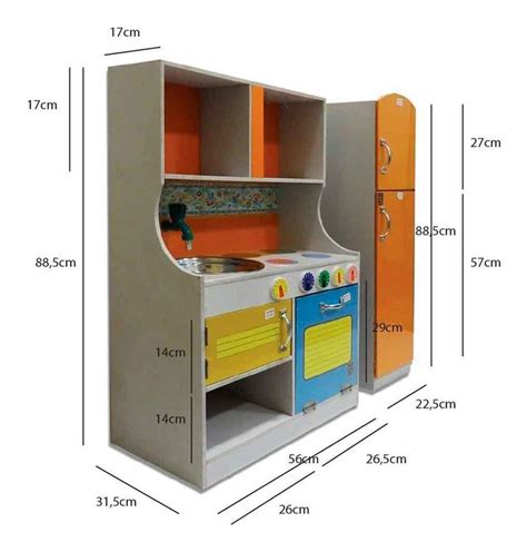 Cocina De Madera Infantil Con Accesorios Y Heladera Apego