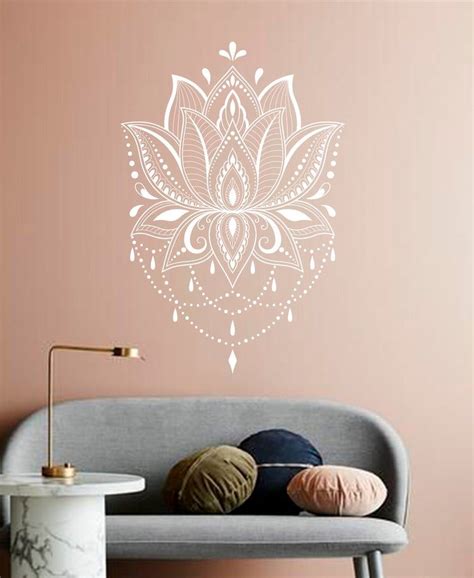 Lotus Wall Decal Mandala Decal Yoga Decal Yoga Studio Etsy