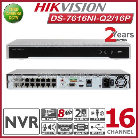 Jual NVR 16 CHANNEL HIKVISION DS 7616NI Q2 16P POE Shopee Indonesia