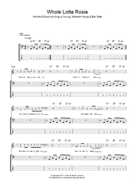 Whole Lotta Rosie By Acdc Sheet Music For Bass Guitar Tab At Sheet