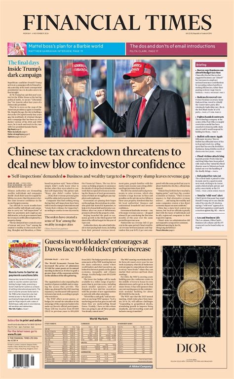 Financial Times Front Page 4th Of November 2024 Tomorrow S Papers Today