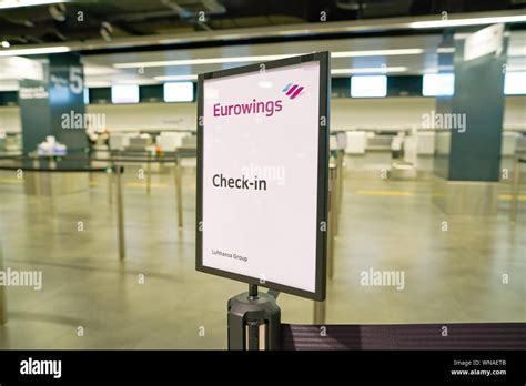 ZURICH, SWITZERLAND - CIRCA OCTOBER, 2018: Eurowings check-in area in ...