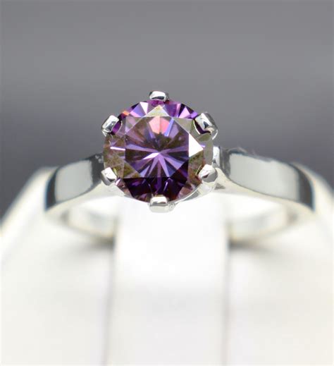 1.40cts Fancy Purple Diamond Engagement Ring (7.43mm) VS-2 Clarity and ...