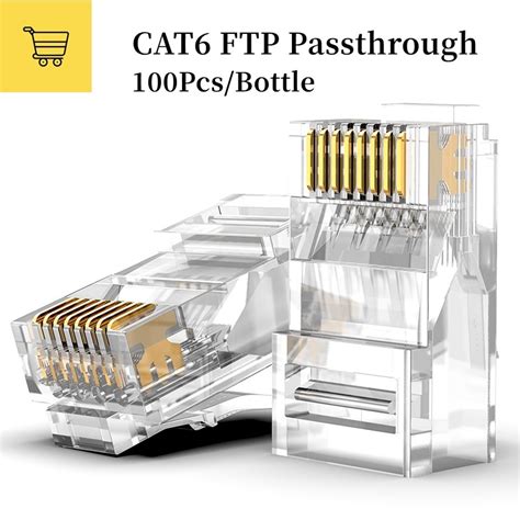 100pcs Cat6 Ftp Rj45 Passthrough Tagusan Pass Through Metal Shield Rj45 Connector Shopee