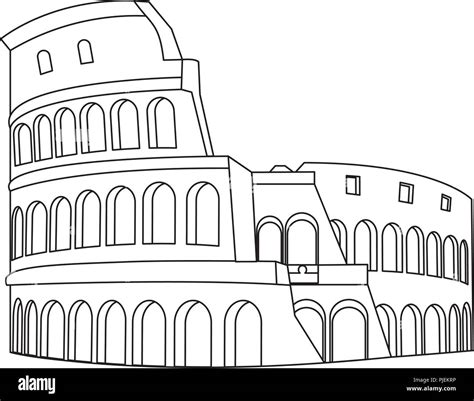 Line Medieval Coliseum Rome Architecture Design Stock Vector Image