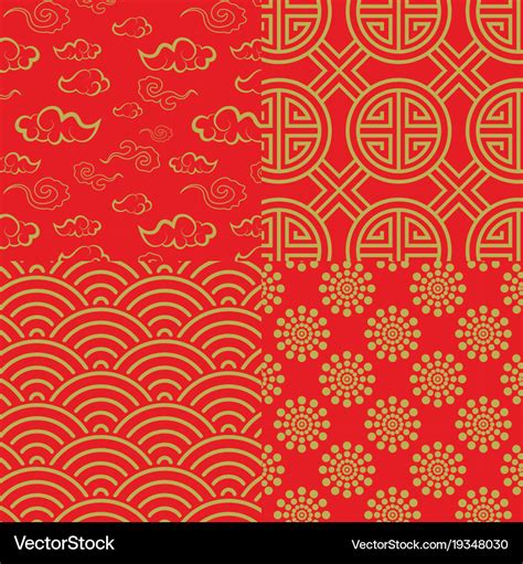 Chinese Pattern Set With Traditional Designs Vector Image