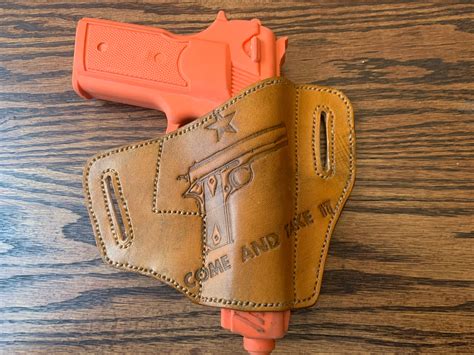 Custom Hand Tooled And Painted Genuine Leather Gun Holster Etsy