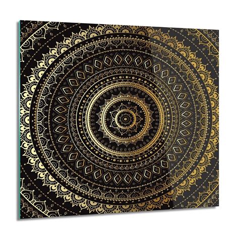 ArtprintCave Obraz na szkle Złota mandala wzór 60x60 cm