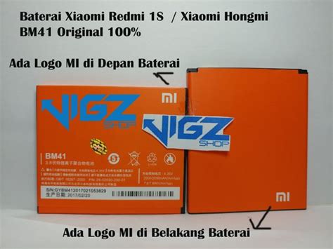 Jual Baterai Xiaomi Redmi 1s Xiaomi Hongmi Bm41 Bm 41 Original 100