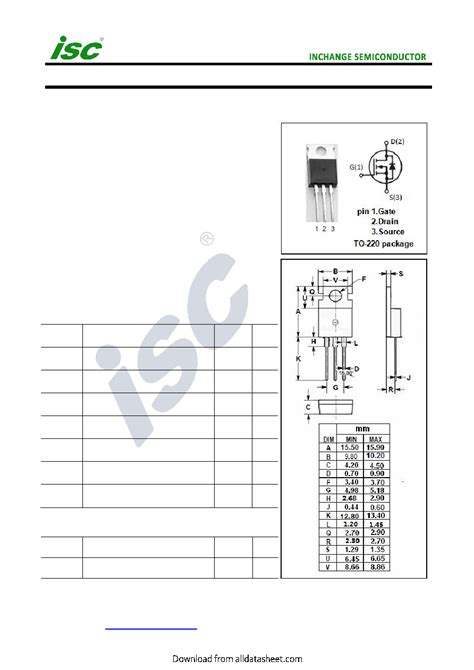 Sk Datasheet Pages Isc Isc N Channel Mosfet Transistor