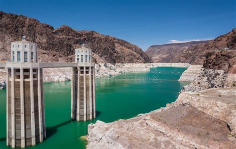 Lake Mead Reservoir And Intake Towers Of Hoover Dam Stock Image Image