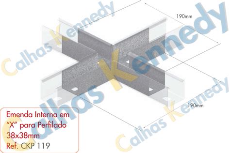 Emenda Interna X Perfilado 38x38mm Eletrocalhas Kennedy