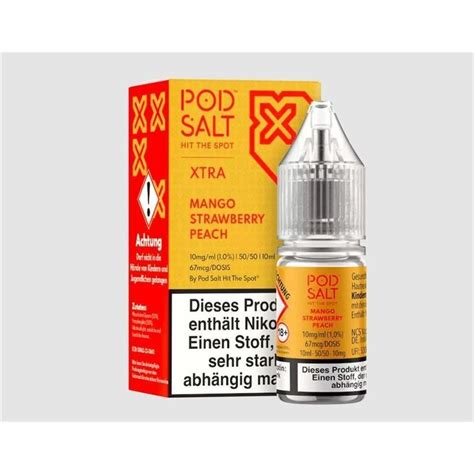 Pod Salt X Mango Strawberry Peach Nikotinsalz Liquid 10 Ml 10 Mg