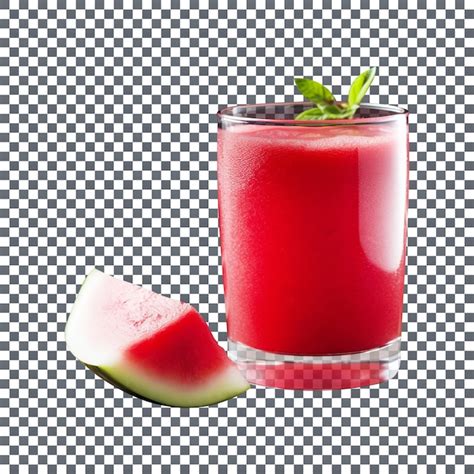 Premium PSD Refreshing Watermelon Juice In A Glass With A Slice On