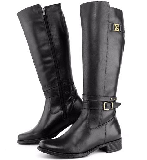 Bota Montaria Inverno Feminina Longo Ziper Couro Dhl Calçado R 179