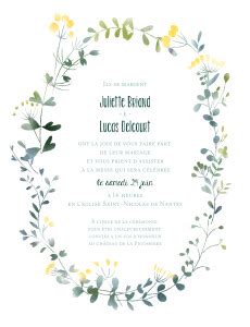 Faire Part De Mariage Bouquet Sauvage Portrait Rosemood