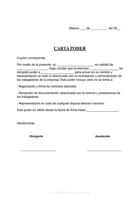 ᐅ Carta Poder Laboral Otorgada por Empresa Ejemplos