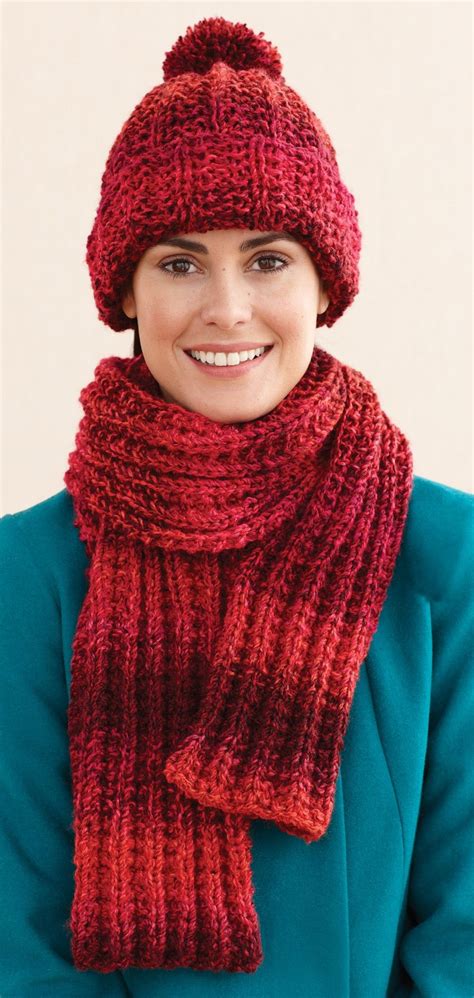 Rustic Ribbed Hat And Scarf Pattern Knit Version 5 Knitted Hats