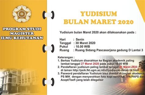 Pendaftaran Yudisium Bulan Maret 2020 Magister Ilmu Kehutanan