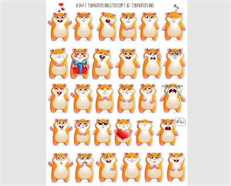 30 Cute Hamster Emoji Planner Stickers, Hamster Lover Planner Stickers ...